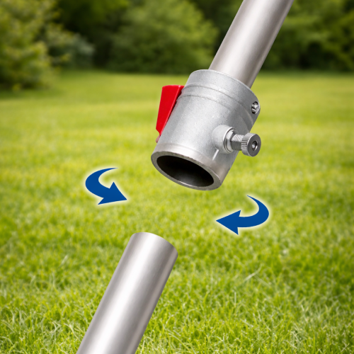 Foldable shaft with a reliable aluminum connector