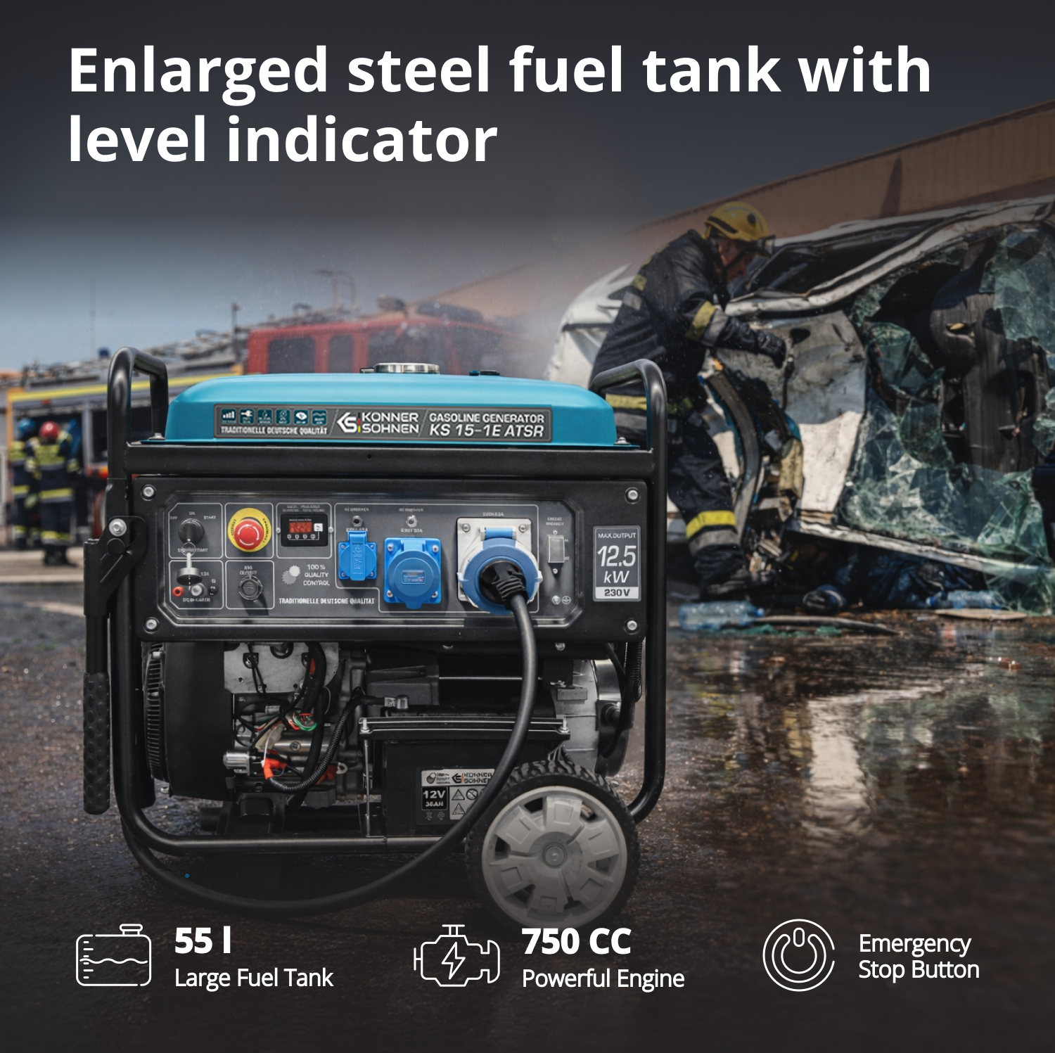 2-cylinders gasoline generator "Könner & Söhnen" KS 15-1E ATSR