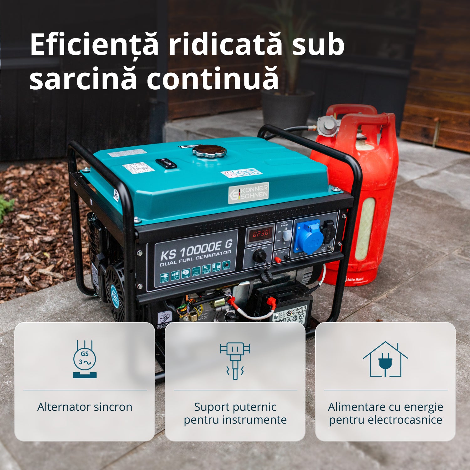 Generator pe gaz/benzina "Könner & Söhnen" KS 10000E G