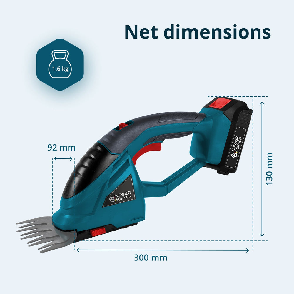 Cordless 2 in 1 Grass Shear and Hedge Trimmer with Telescopic Extension Pole KS SHT-20V + Extension Pole