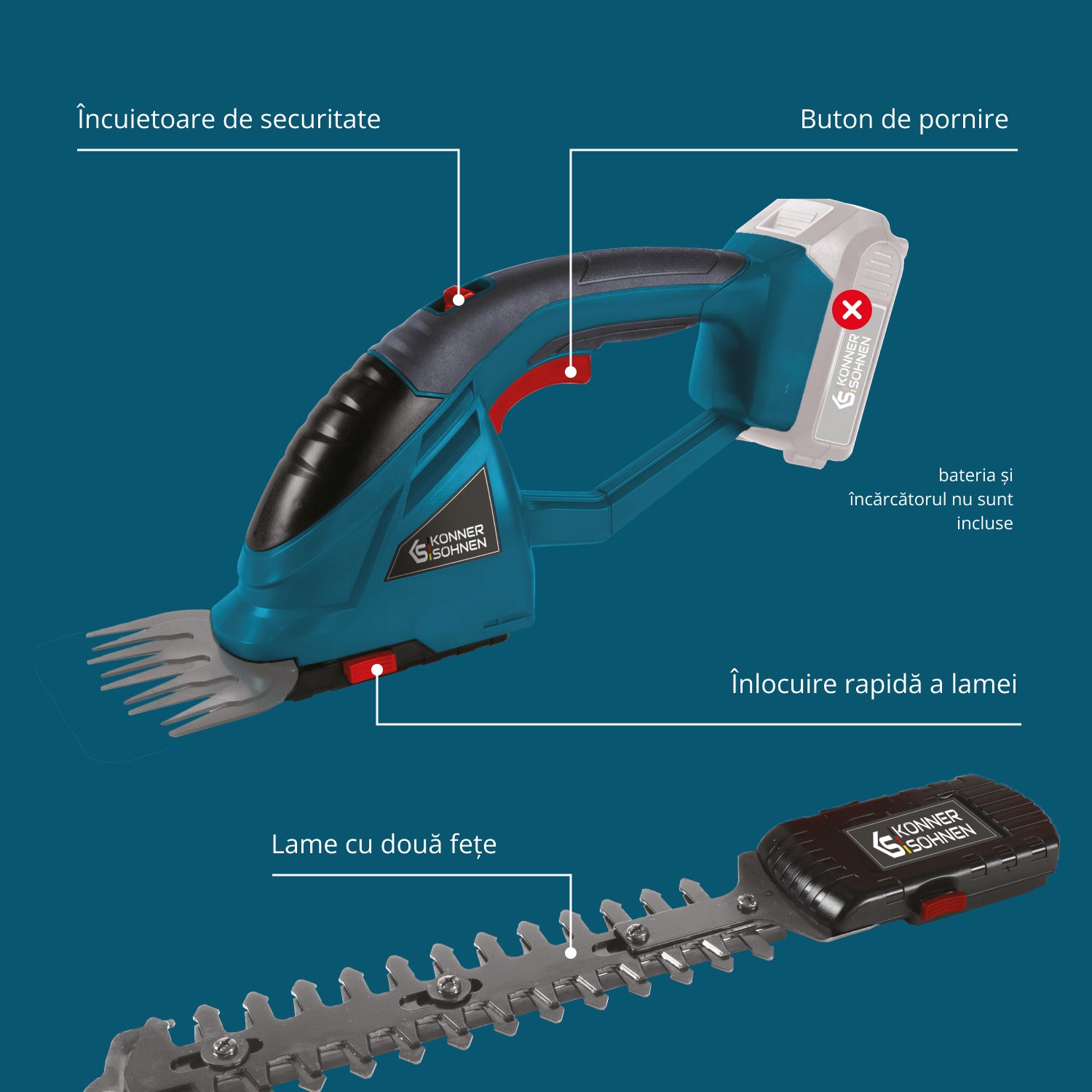 Foarfecă 2 în 1 pentru iarbă și gard viu cu stâlp de extensie telescopic KS SHT-20V + Extension Pole