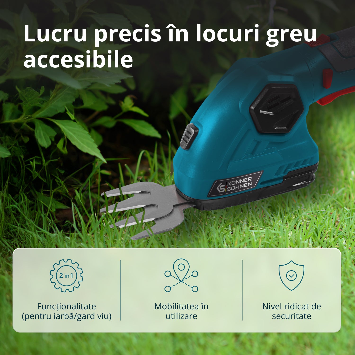 Foarfecă 2 în 1 pentru iarbă și gard viu cu stâlp de extensie telescopic KS SHT-8V + Extension Pole
