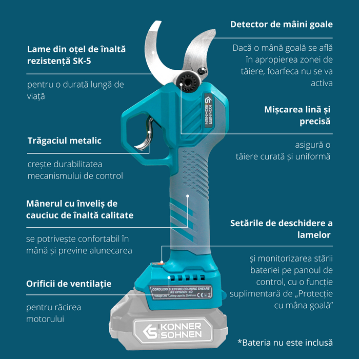 Foarfecă de grădină fără fir  KS CPS20V-40