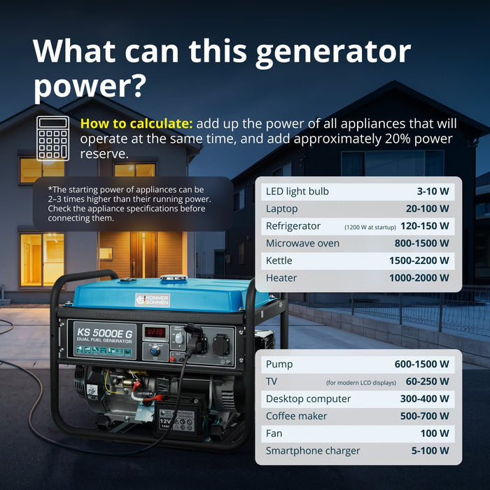 LPG/Benzin Generátor "Könner & Söhnen" KS 5000E G