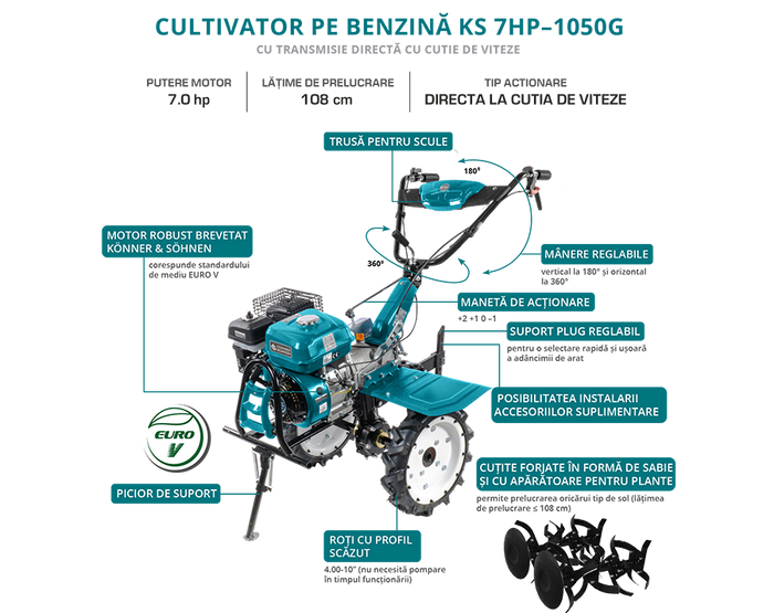 Motocultor pe benzină KS 7HP-1050G
