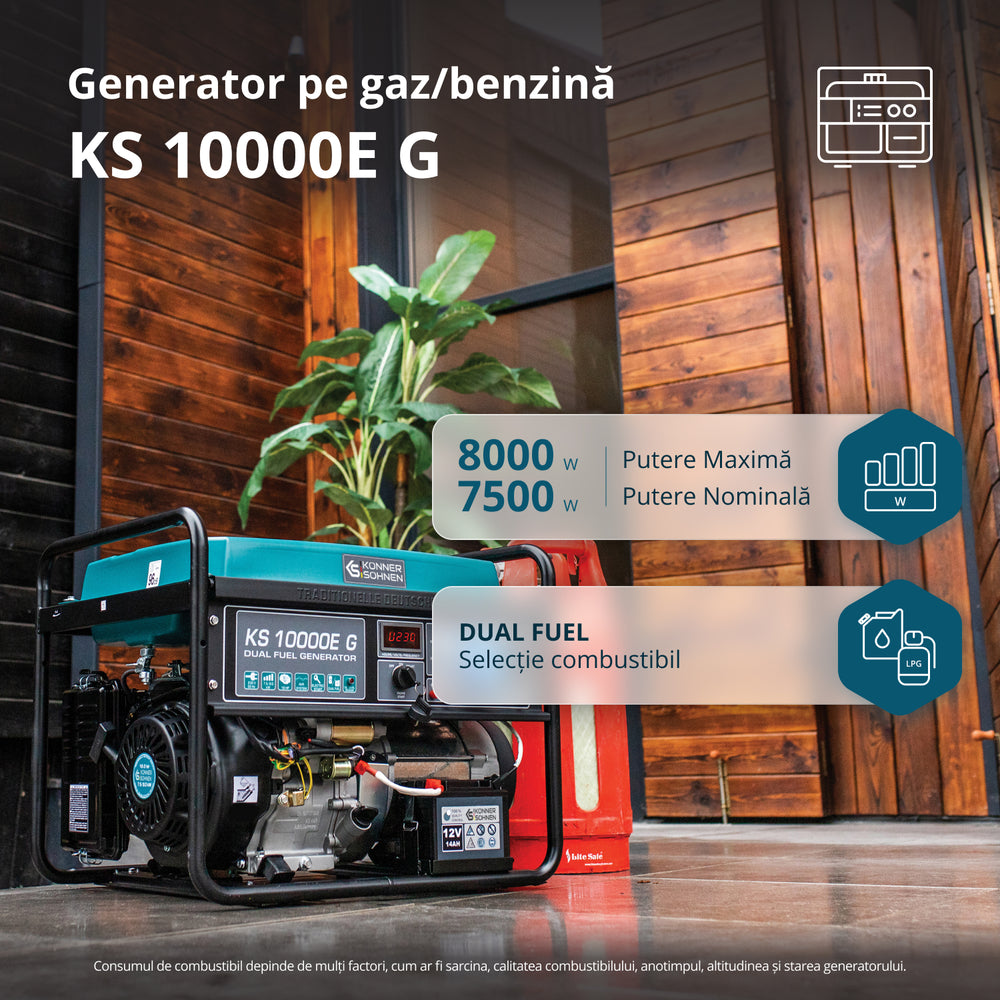 Generator pe gaz/benzina "Könner & Söhnen" KS 10000E G