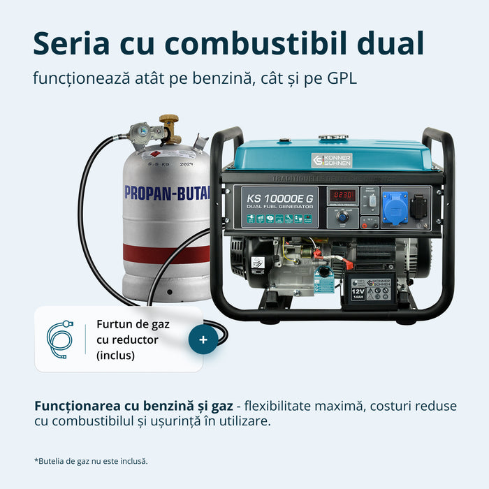 Generator pe gaz/benzina "Könner & Söhnen" KS 10000E G