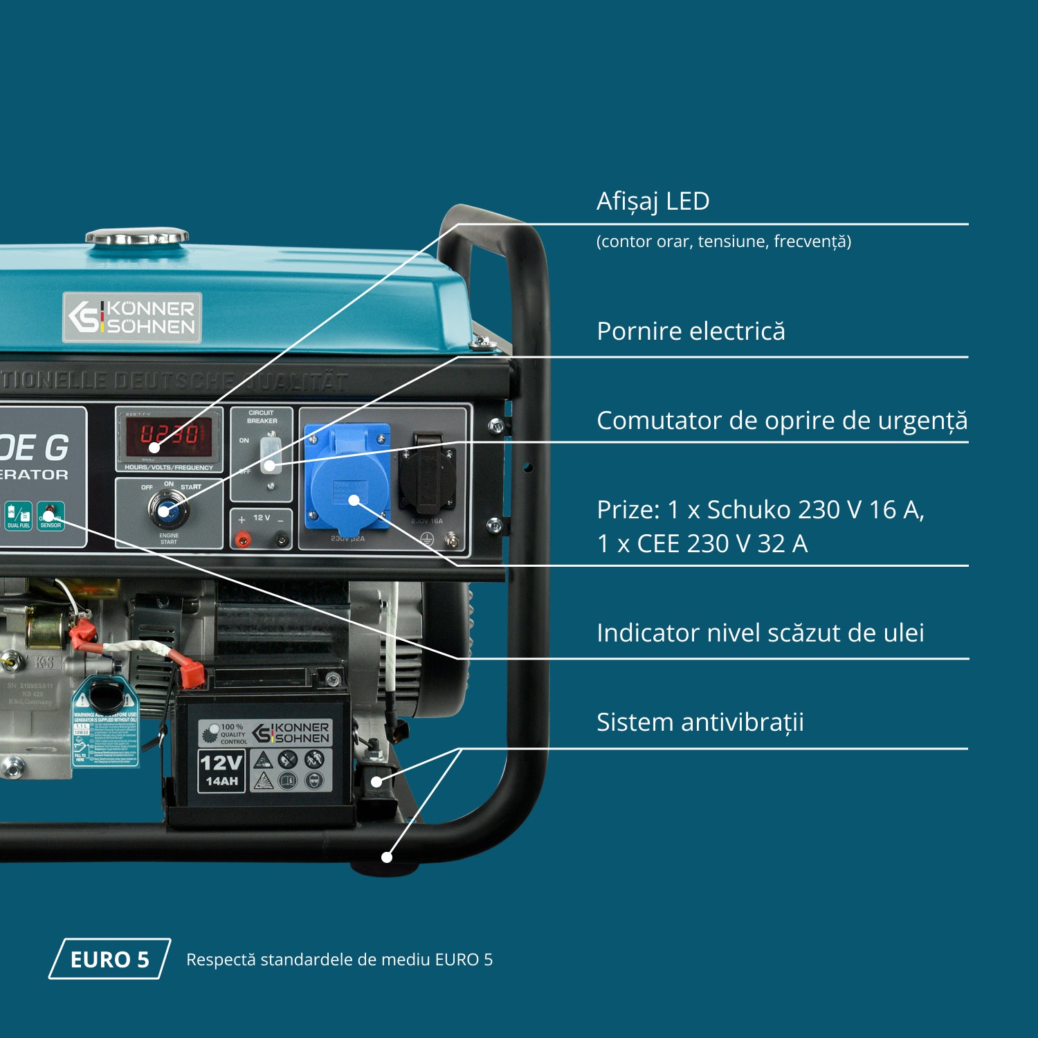 Generator pe gaz/benzina "Könner & Söhnen" KS 10000E G