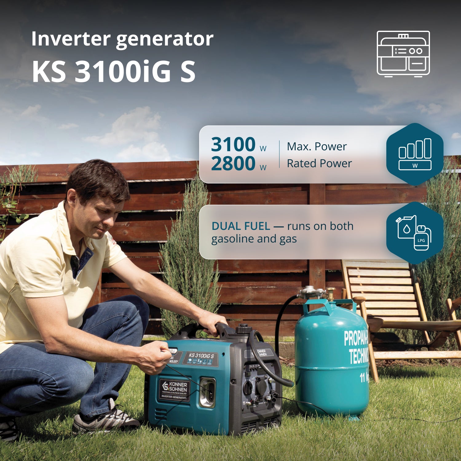 Инверторен генератор на LPG/бензин KS 3100iG S