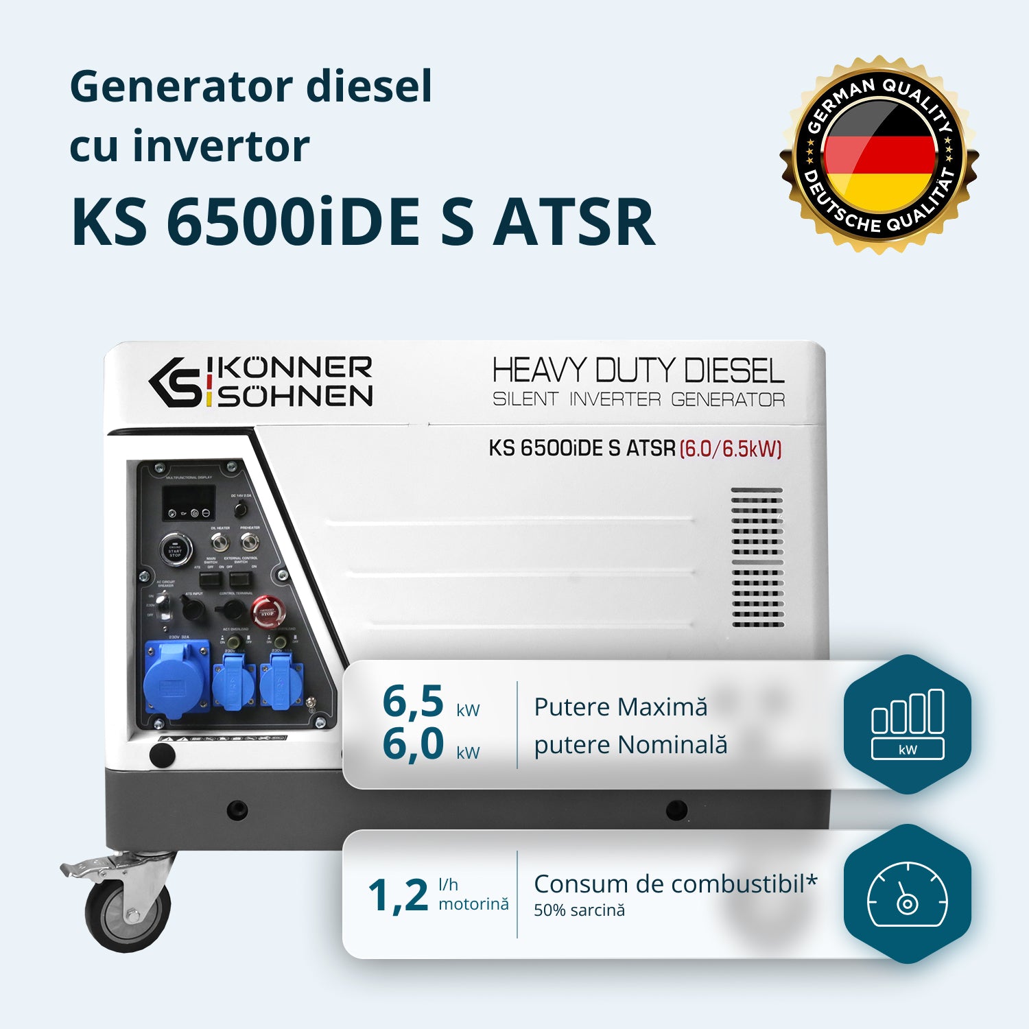 Generator invertor diesel în carcasă insonorizată KS 6500iDE S ATSR
