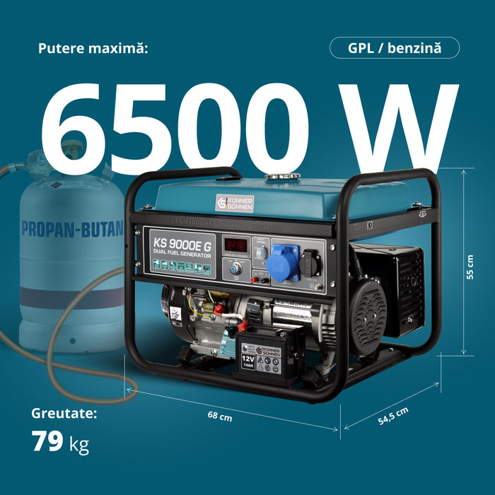 Generator pe gaz/benzina "Könner & Söhnen" KS 9000E G