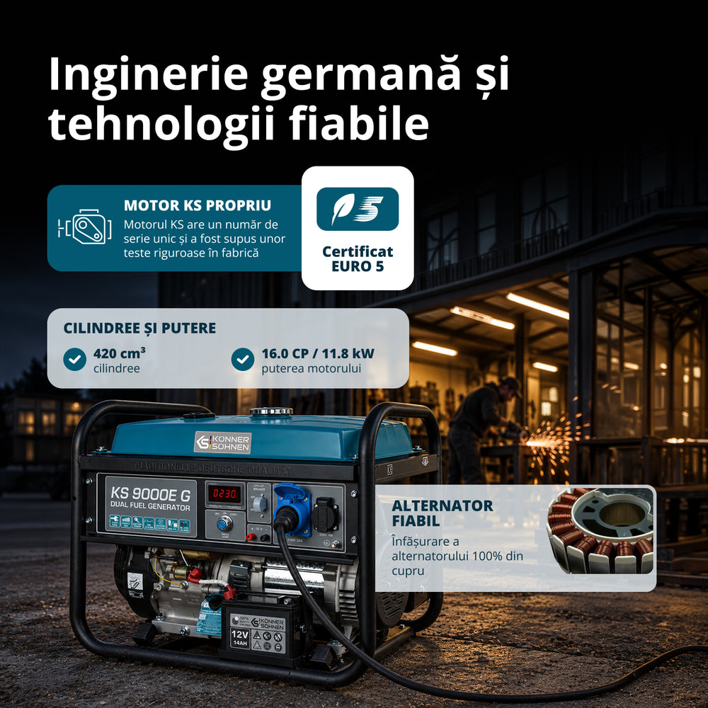Generator pe gaz/benzina "Könner & Söhnen" KS 9000E G