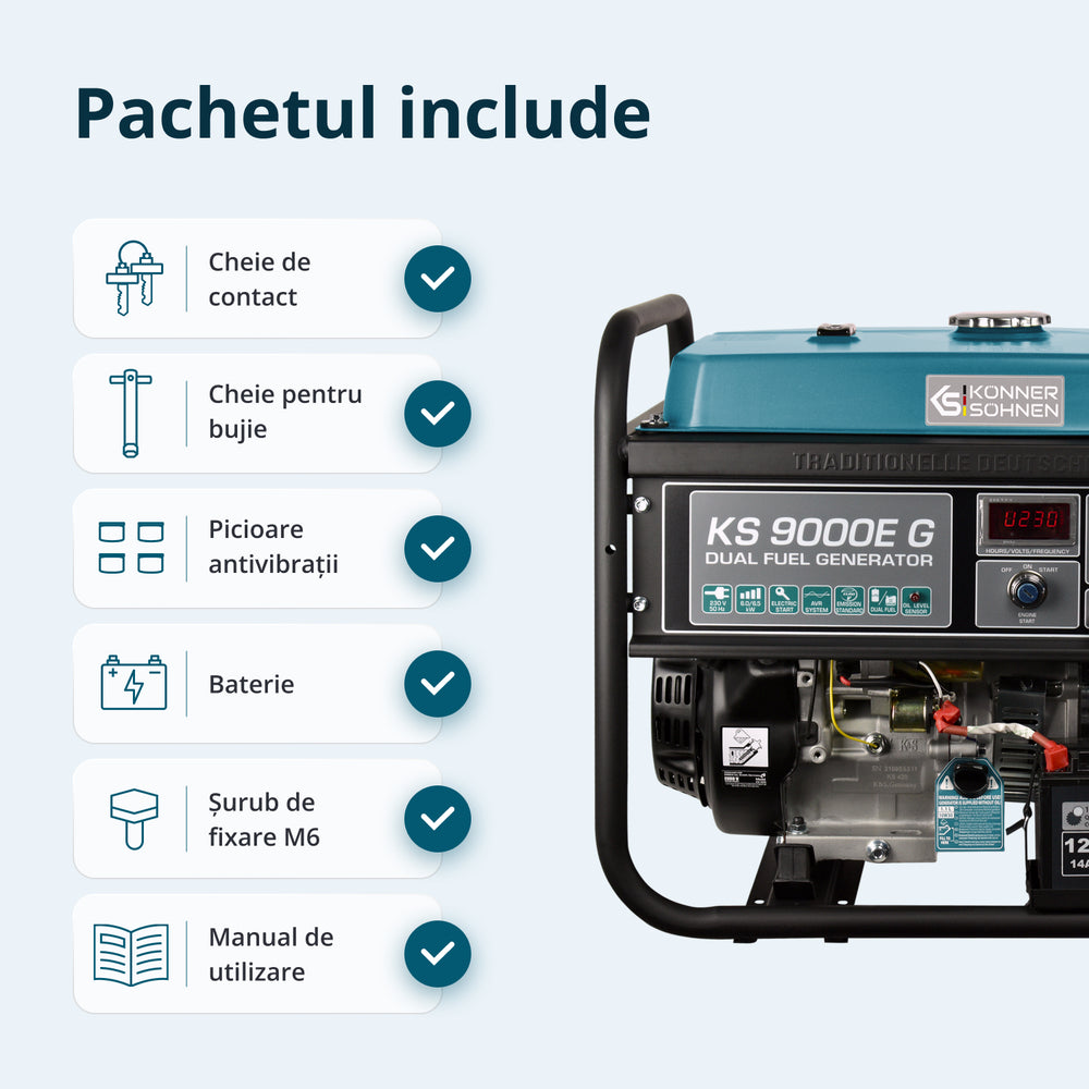 Generator pe gaz/benzina "Könner & Söhnen" KS 9000E G