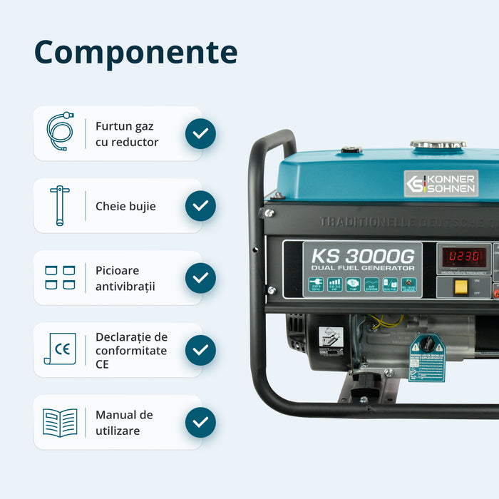 Generator pe gaz/benzina "Könner & Söhnen" KS 3000G