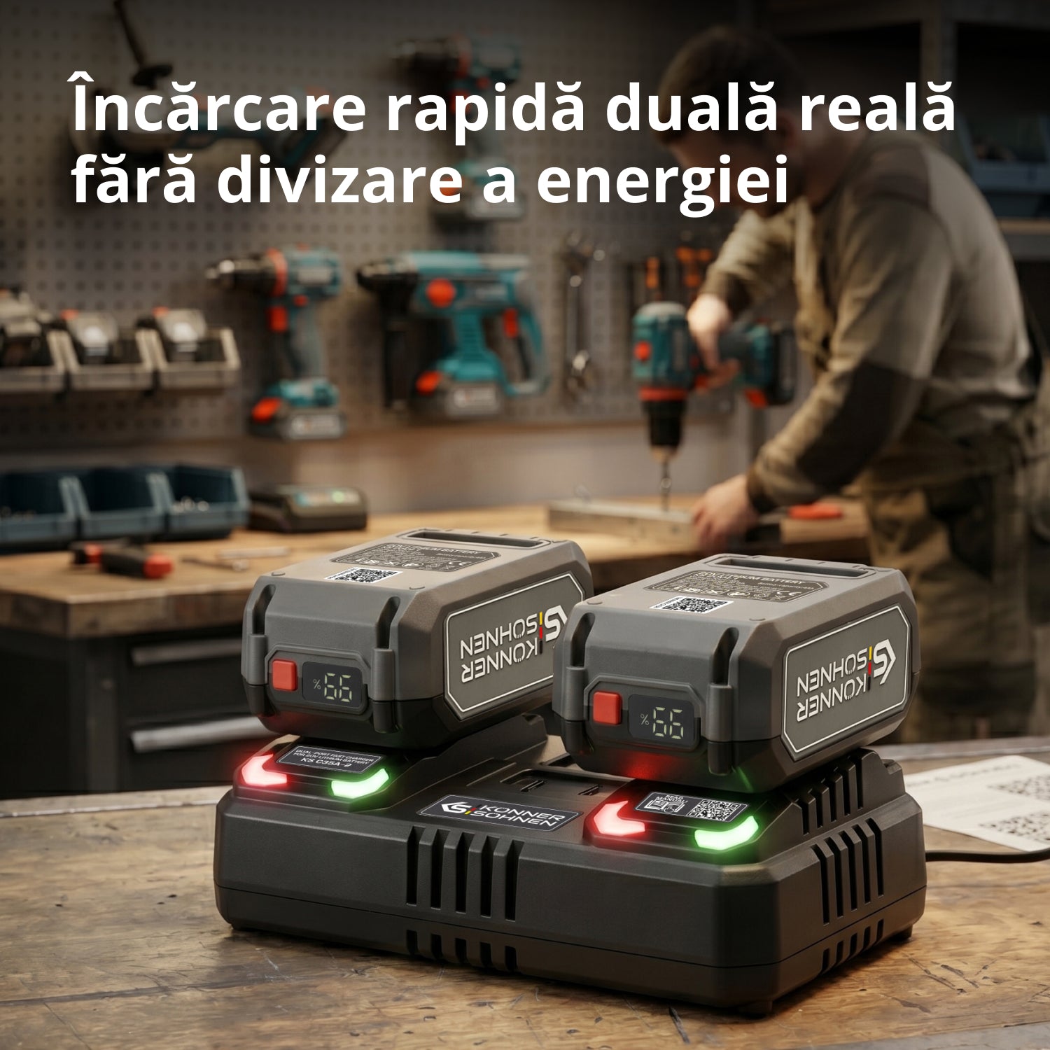 Încărcător dublu pentru baterii reîncărcabile 20V KS C45A-2