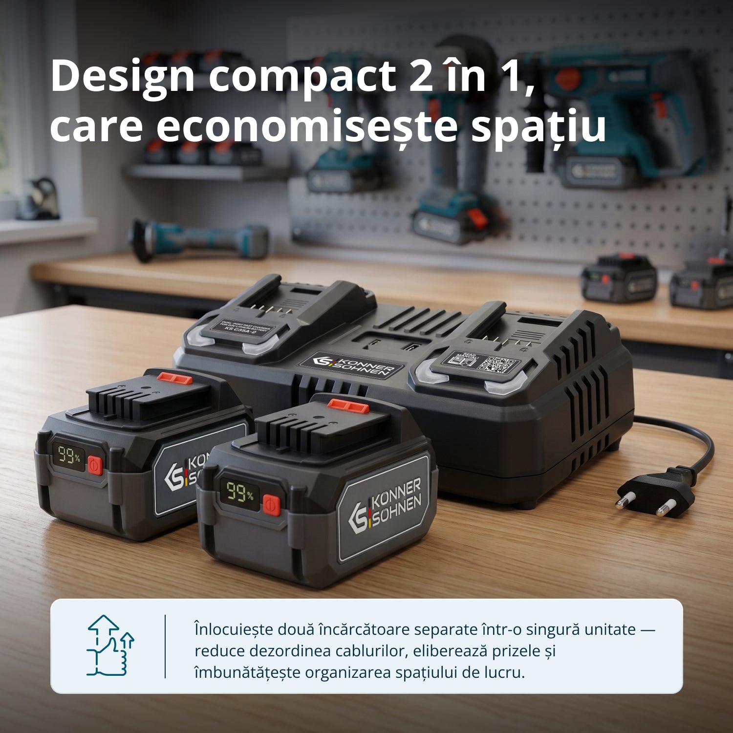 Încărcător dublu pentru baterii reîncărcabile 20V KS C45A-2