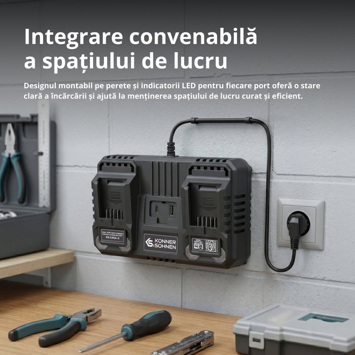 Încărcător dublu pentru baterii reîncărcabile 20V KS C45A-2